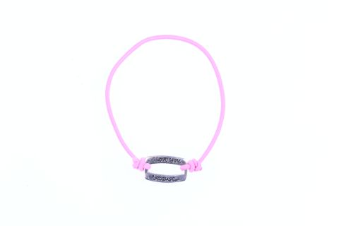 Armband Gummi mit Rechteck, rosa, Rechteck, 13x20mm, 17cm