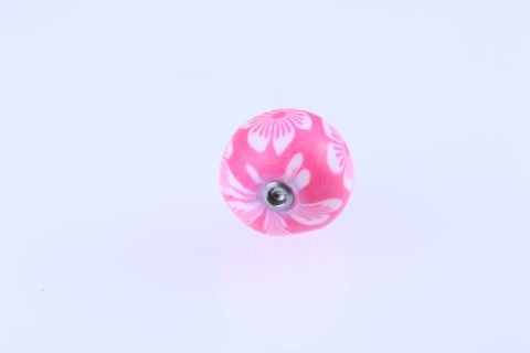 Bajonett Fimo, pink weiß, Kugel, 18mm