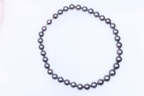 Kette geknotet Tahiti, Kugel,11-13mm ,925 Silber Magnet,44cm