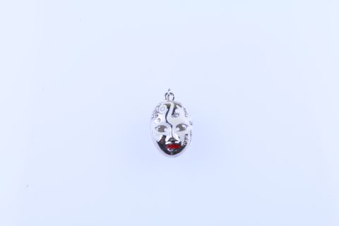 Anhänger Maske weiß mit Strass, 2,8cmx2cm, Metall