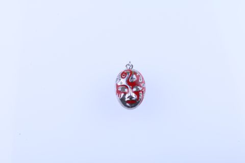 Anhänger Maske rot mit Strass, 2,8cmx2cm, Metall