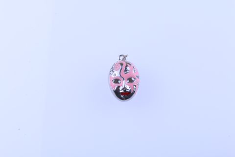 Anhänger Maske rosa mit Strass, 2,8cmx2cm, Metall