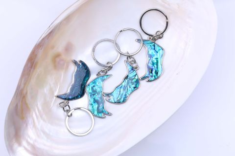 Schlüsselanhänger Paua, Gesamlänge 9,5cm,blau, Metall
