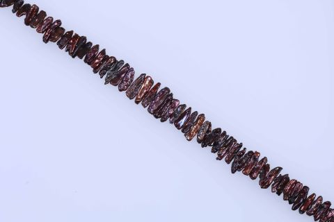 Strang Süsswasser, braun bordeaux, Keshi Stab barock, 7x20mm, 40,5cm