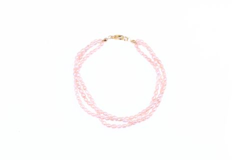 Armband Süsswasser, weiß, Rose, 3-reihig 3mm