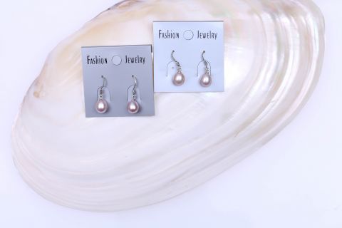 Ohrhänger Süsswasser, rose, Tropfen, ca.8x9mm, 925 Silber,