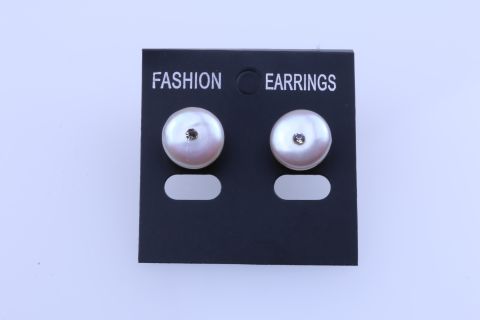 Ohrstecker Süsswasser, weiß, Moneypearl m.Strass, 15mm, 925 Silber,