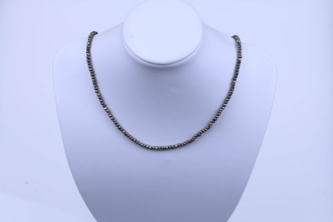 Kette Pyrite, Kugel,  gold dunkel, 4mm, facettiert, Karabiner goldf, 40cm