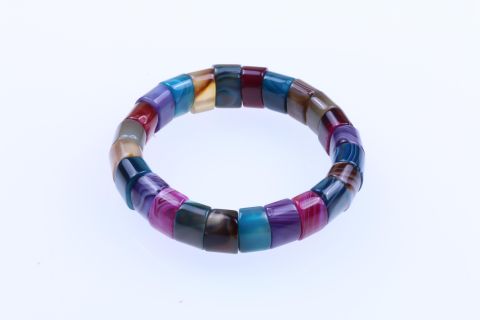 Armband Achat, bunt, 19cm, auf Gummi