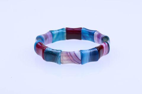 Armband Achat, bunt, 19cm, auf Gummi