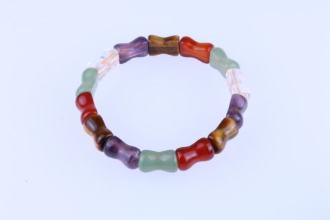 Armband Achat, bunt, 8- 12mm, 19cm, auf Gummi