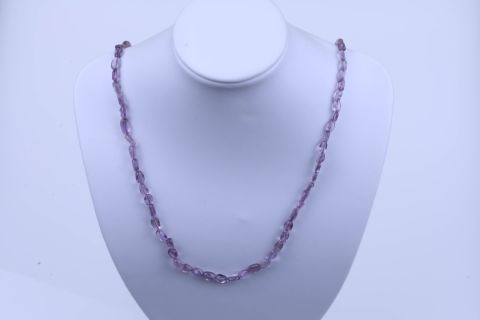 Kette Amethyst, lila, oval, 6x8mm, Karabiner goldfarben, 60cm