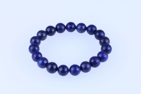 Armband Lapis, Kugel, blau, 10mm, 19cm, auf Gummi