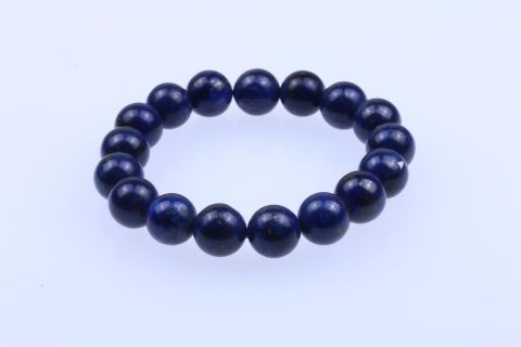 Armband Lapis, Kugel, blau, 12mm, 19cm, auf Gummi