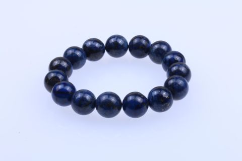 Armband Lapis, Kugel, blau, 14mm, 19cm, auf Gummi