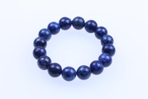 Armband Lapis, Kugel, blau, 14mm, 19cm, auf Gummi