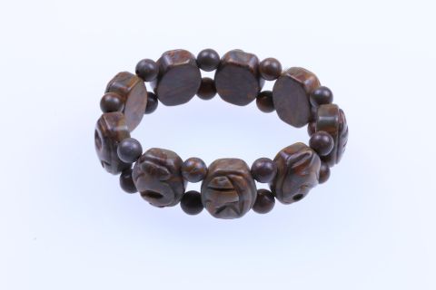 Armband Edelstein, braun, 'Glücksarmband', 19cm, auf Gummi
