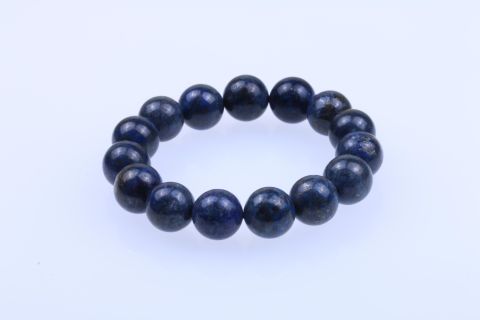 Armband Lapis, Kugel, blau, 14mm, 19cm, auf Gummi