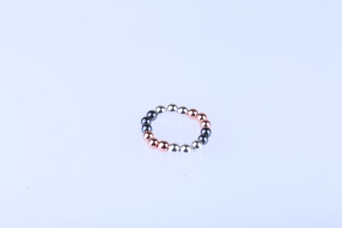 Ring Hematite, schwarz silber rosegold, Kugel, 4mm