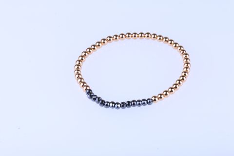 Armband Hematite , gold, Kugel, 4mm, mit facettierten Hematite, antrazith, 4x3mm, 20cm