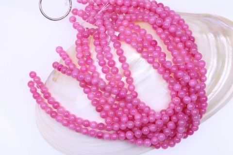 Strang Jade, pink GEFÄRBT, Kugel, 8mm, 40cm