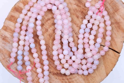 Strang Jade, rose, Kugel, Natürliche weiße Jade-Imitation Morganit-Perlenstränge, rund, gefärbt, 8 mm, Loch: 1 mm, ca. 48 Stück / Strang 38,5 cm