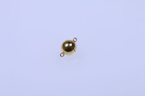Verschluss Magnet 1 Stück, Kugel glänzend, 12mm, 925 Silber vergoldet,