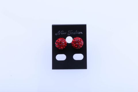 Ohrstecker Straß, rot, Kugel, 10mm, 925 Silber,