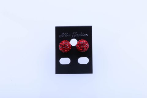 Ohrstecker Straß, rot, Kugel, 10mm, 925 Silber,