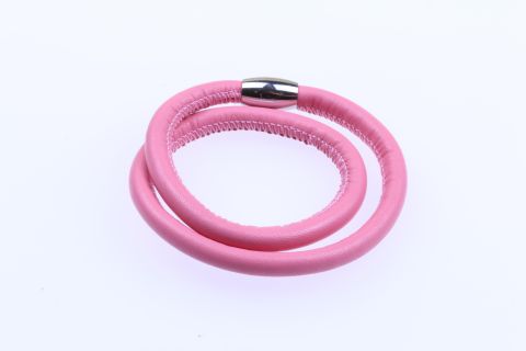 Armband Lammleder, rosa, zum wickeln, Magnet Edelstahl silberfarben, 40cm