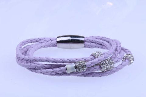 Armband Stoff m.Straß-Elementen, lila, Magnet silberfarben, 19cm