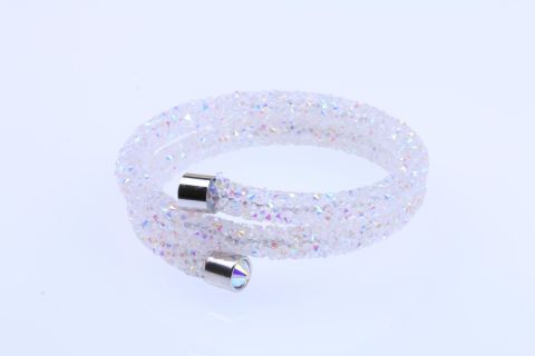 Armband Spiralreif Wickel m. Straß, weiß, 40cm