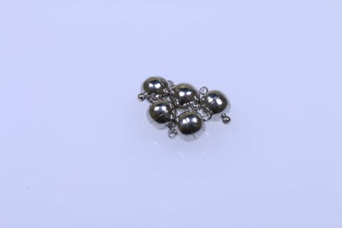 Verschluss Magnet 5 Stück, silber, Kugel, Metall, 10mm,