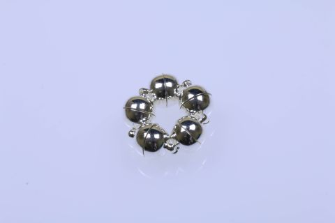 Verschluss Magnet 5 Stück, silber, Kugel, Metall, 12mm,