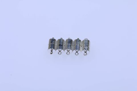 Verschluss Magnet m.Öse 5 Stück, silber, Walze, Metall, 7x11mm,