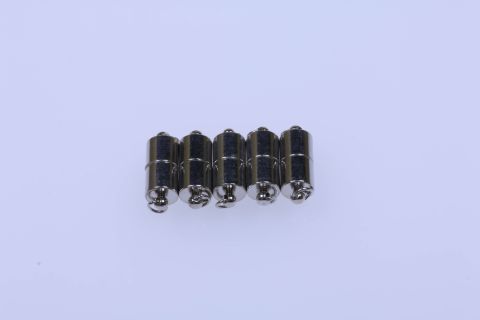 Verschluss Magnet m.Öse 5 Stück, silber, Walze, Metall, 8x15mm,