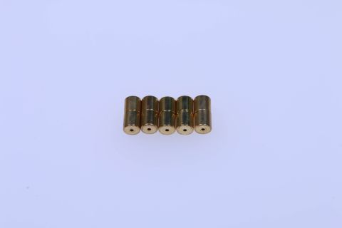Verschluss Magnet 5 Stück, Walze ohne Öse, 6x12mm, Metall goldfarben,