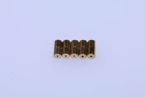 Verschluss Magnet 5 Stück, Walze ohne Öse, 7x13mm, Metall goldfarben,
