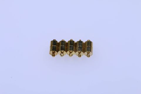 Verschluss Magnet 5 Stück, Walze, 7x11mm, Metall goldfarben,