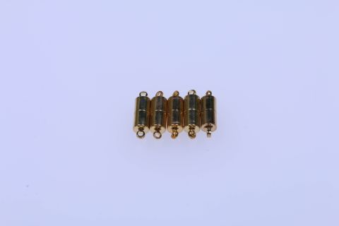 Verschluss Magnet 5 Stück, Walze, 7x14mm, Metall goldfarben,