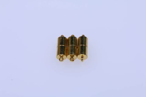Verschluss Magnet 3 Stück, Walze, 8x18mm, Metall goldfarben,